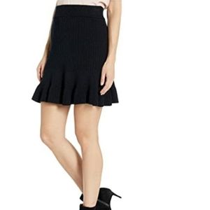 Free People Solid Gold Black Ribbed Elastic Waistband Sweater Skirt Size S